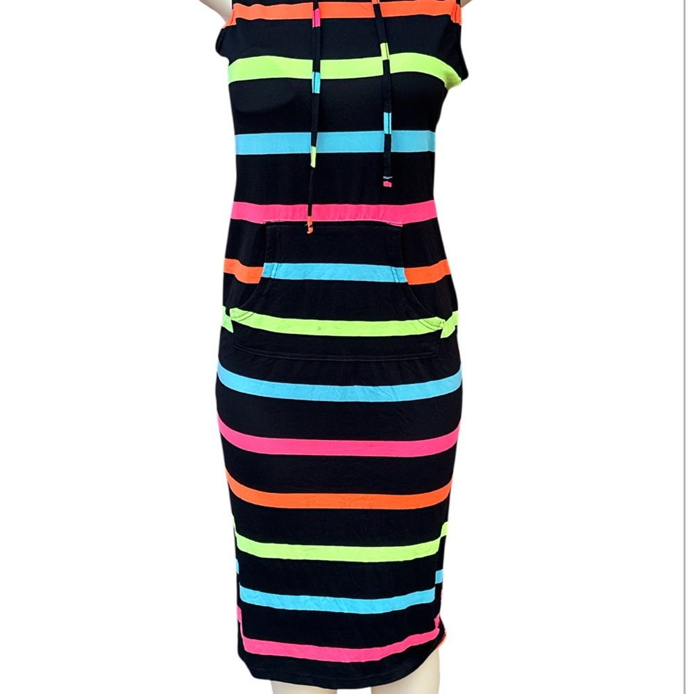 Bobbie Brooks Multicolor Striped Hoodie Dress size S